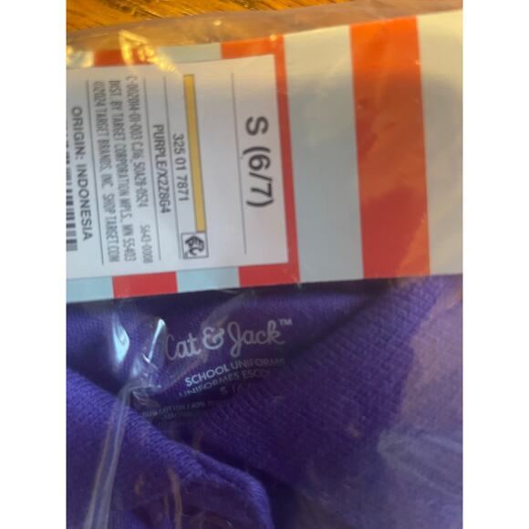 NWT Cat & Jack Kids School Uniform Size Small (6/7) Purple Polo - Picture 2 of 2